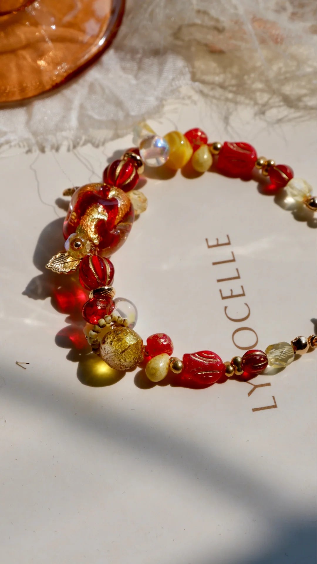 Handcrafted Czech Glass Beaded Bracelet with Gold-Plated Accents