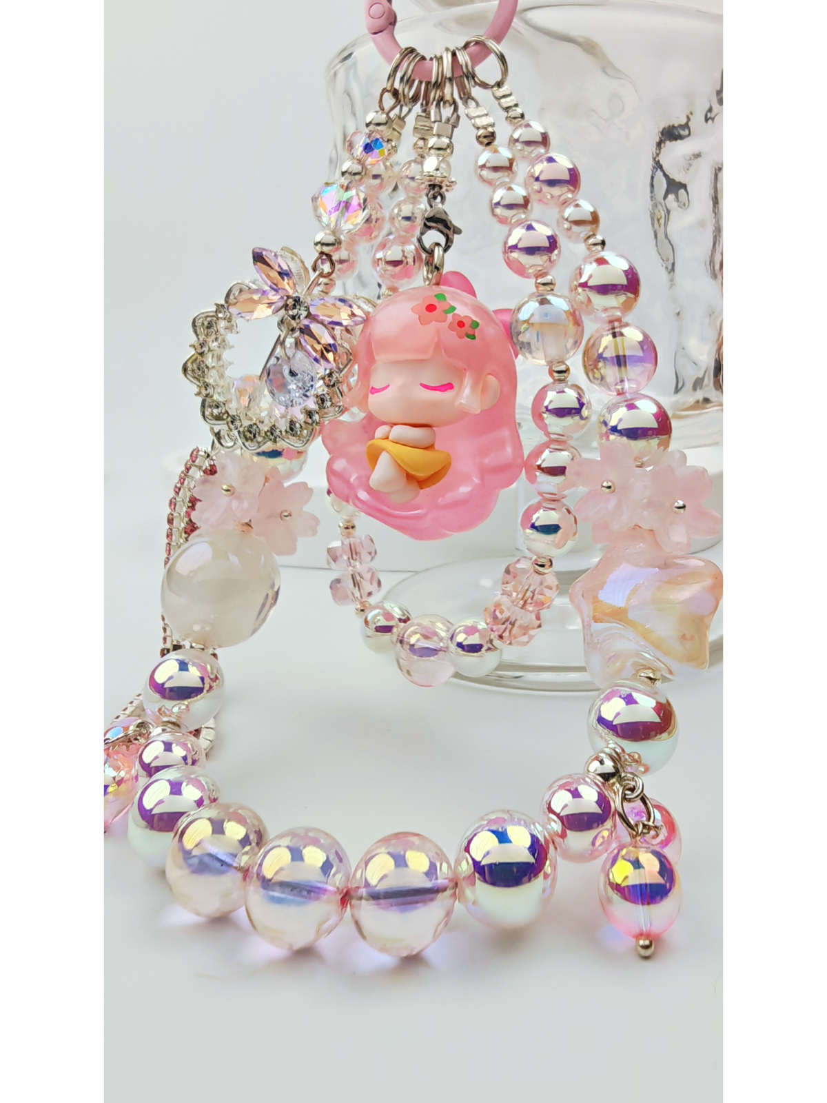 Dreamy Pink Blossom Fairy Phone Chain Keychain