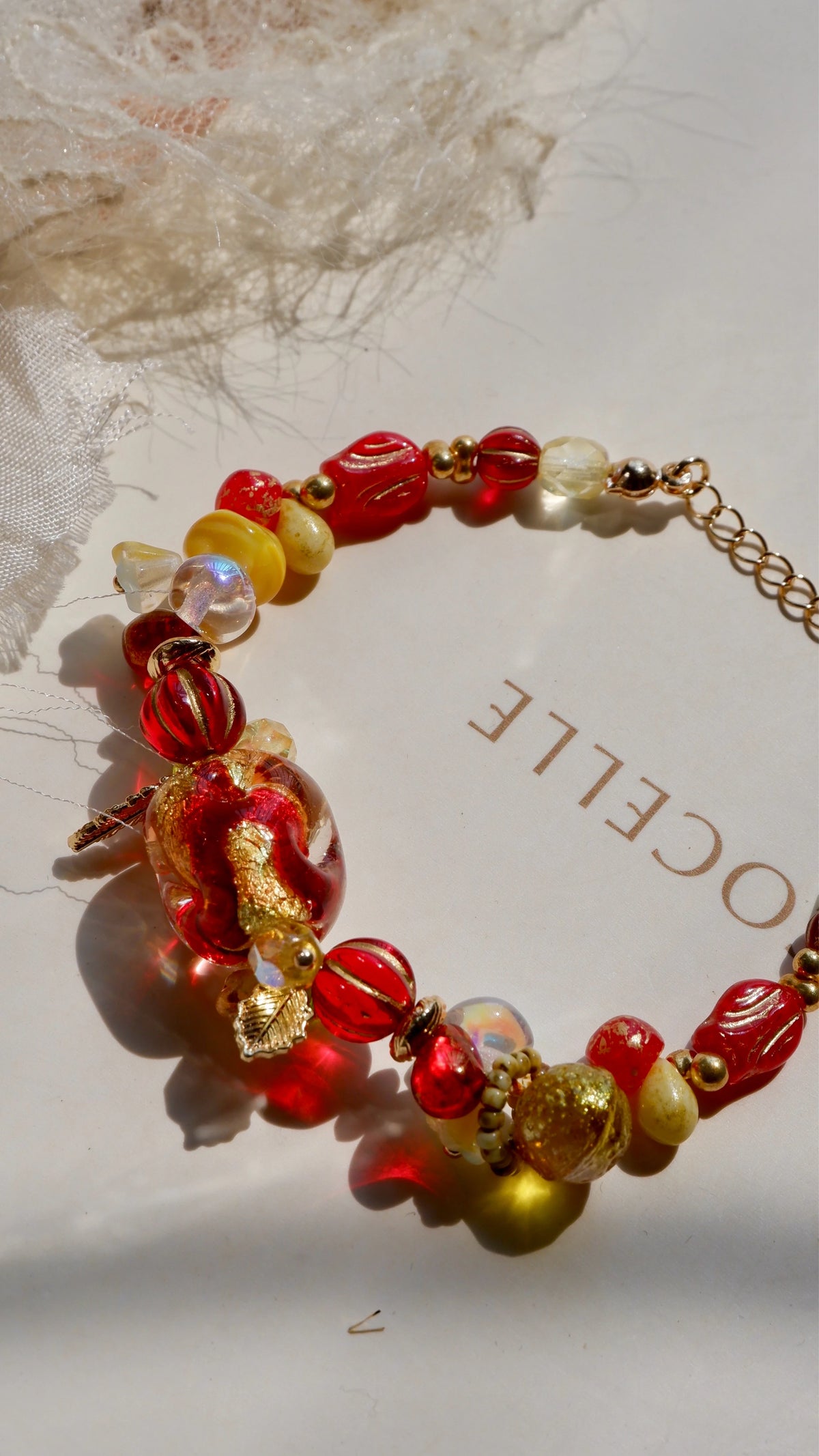 Handcrafted Czech Glass Beaded Bracelet with Gold-Plated Accents